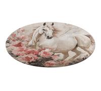 Horse Image Round Area Rug Non Slip Backing Doormat Water Absorbent Plush Throw Low-Pile Non-Slip Floor Mat Carpet for Living Room Bedroom Entryway Nursery Room 80 * 80cm