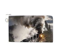 Horse Image Wallet for Men Women Canvas Coin Purse Zippered Change Holder with Secure Closure, Steam Train, One Size, Steam Train