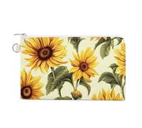 Horse Image Wallet for Men Women Canvas Coin Purse Zippered Change Holder with Secure Closure, Summer Sunflower, One Size, Summer Sunflower