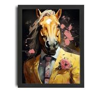 Horse In A Suit Wall Art Picture Oil Style Horse Art Horse Artwork Horse Gift A3 Poster on Canvas - Wall Art Home Decor Movie Poster Canvas Film Cinema Retro Vintage Cult Classic Nostargic Saga Moder