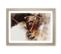 Horse In Abstract Modern Art Framed Print | A4 Oak Framed Wall Art | Ready to Hang | Abstract Animal Picture | Living Room Bedroom Lounge Office