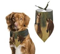 Horse in Grass Dog Bandana Triangle Dog Scarf Washable Polyester Dog Bibs Cute Pet Bandana for Medium Large Dogs Puppy and Cats