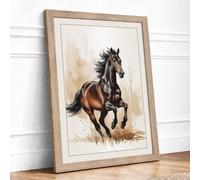 Horse in Motion Modern Framed Wall Art Print A4 (29.7×21cm) Oak, Wall
