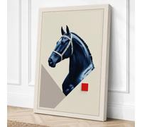 Horse in Navy Modern Canvas Wall Art Print 18x12 Inch (46 x 30 cm)