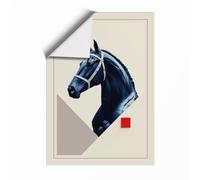 Horse in Navy Modern Unframed Wall Art Print A3 (42×29.7cm), Wall Decor for Living Room, Bedroom, Office & Home, Art Gift
