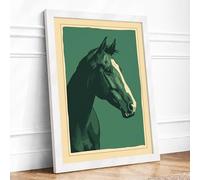 Horse in Profile Classical Framed Wall Art Print A2 (59.4×42cm) White, Wall Decor for Living Room, Bedroom, Office & Home, Ready to Hang, Art Gift