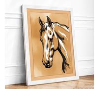 Horse in Profile Modern Framed Wall Art Print A3 (42×29.7cm) White, Wall Decor for Living Room, Bedroom, Office & Home, Ready to Hang, Art Gift