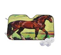 Horse in Rustic Brown Wind Sun Shade for Car Sun Visor Foldable Vehicle Sunshade 27.5×51.2 Inch