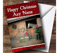 Horse in Stable Christmas Card Personalised | Christmas Card | Animal Themed Christmas Card