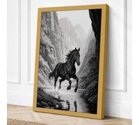 Horse in Stone Canyon Canvas Wall Art Print 24x16 Inch