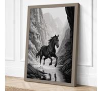 Horse in Stone Canyon Canvas Wall Art Print 36x24 Inch