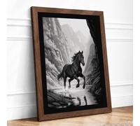 Horse in Stone Canyon Minimalist Framed Wall Art Print A2 (59.4×42cm)