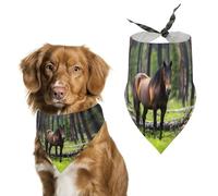 Horse in The Rain Forests Funny Dog Bandanas Adjustable Triangle Pet Scarf Bib for Small Medium Large Cute Pets Supplies