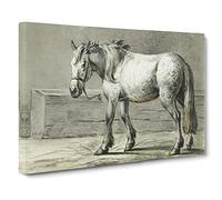 Horse In The Stable By Jean Bernard Canvas Print | Gallery Wrapped 30mm Frame Wall Art | 24x16 inches | Ready to Hang | Retro Animals Picture | Living Room Bedroom Lounge Office
