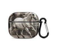 Horse in The Street Bluetooth Earbuds Case Cover Full Body Shockproof Protection Hard Case Support Wireless Charging with Keychain Personalized Gift for AirPods 3