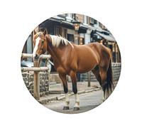 Horse In The Street Button Pins 12 Pcs, 2.4 Inch Round Button Badges Metal Personalized Picture Photo Pin Buttons Kit For Craft Supplies Christmas Diy Party Projects