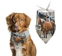 Horse in The Street Dog Bandanas for Feeding Grooming, Triangle Pet Bibs Washable Pets Scarf for Cats & Dogs