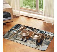 Horse in The Street Dog Food Mats for Floors, 16x24 Inch Non-Slip Super Absorbent Pet Food Mat, Dishwasher Dog Mat for Food and Water, Cute Rubber Quick Dry Pet Feeding Mat for Dogs Puppy Cats