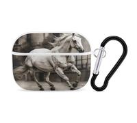 Horse in The Street Earbuds Organizer Shockproof Protective Airpods Pro Cover with Carabiner Clip Anti Fall Carrying Earphone Case Cover for Airpods Pro 2nd Generation White