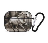 Horse in The Street Earbuds Organizer Shockproof Protective Airpods Pro Cover with Carabiner Clip Anti Fall Carrying Earphone Case Cover for Airpods Pro 2nd Generation Black