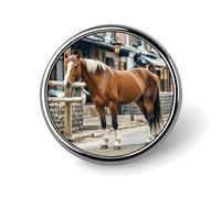 Horse in The Street Round Badge for Men Women, Durable & Stylish Lapel Pins, Lightweight Metal Badges for Shirts, Jackets, Hats