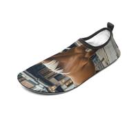 Horse in The Street Water Shoes for Men Women, Lightweight Stretch Swim Shoes with Anti-Slip Rubber Sole, Quick-Dry Aqua Socks for Pool, Beach, Surfing, Style, 8 Women/8 Men