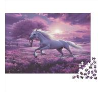 Horse Jigsaw Puzzles Puzzle for Adults Kids. 1000 Pieces Purple Flower Sea Impossible Challenge Toy Home Decoration for Adults& Kids Age 14 Years Up 1000pcs (75x50cm)