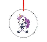 Horse Karate Christmas Hanging Ornaments Crystal Glass Round Pendant Gifts for Xmas Trees Home Offices