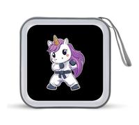 Horse Karate Portable CD Case 40 Capacity DVD Collection Holder Zipper Storage Wallet for Car Home Travel