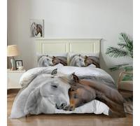 Horse King Size Duvet Cover Sets Animals Bedding Soft Microfiber Duvet Cover King 220x230 cm 3D Quilt Cover with Zipper Closure and 2 Pillowcases b-9461