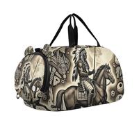 Horse Knight Moon Gray Duffel Bag with Shoes Compartment Lightweight Travel Duffel Bag for School Practice, Sports, Travel
