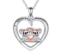 Horse/Koala/Elephant/Duck/Tree of Life/Dancer/Hummingbird/Dragonfly Chains Sterling Silver Horse Pendant Jewellery Cute Animal Abalone Shells/Moonstone Chains Gifts for Women Girls, Sterling Silver