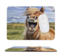 Horse Laughing Non-Slip Mouse Pads Square Desk Mat Rubber Gaming Mousepad for Computer Laptop Gamers 7.9"x9.4"