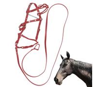Horse Leather Halter - PU Synthetic Decorative Headstall, Lightweight Patterned Contest Apparel, Comfortable Stable Grooming Headgear, Adjustable Equestrian Show Equipment | For Horses