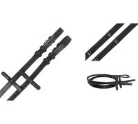 Horse Leather Rubber Grip Reins with Invisible Stoppers, Super Flexible Premium Quality, Stainless Steel Buckle, Black, Brown Extra Full to Pony Size (Black, Extra Full)