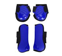 Horse Legguard Leg Protector Set, PU Shell with Thickened Elastic Cushioning Inner Pad, for Jumping Training and Obstacle Courses, Blue (A set of large size)