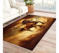Horse Lightning Rugs for Living Room, Square Rugs 240 x 240 cm, Machine Washable Rug, Land Gold Design Area Rug Bedroom Decor, Non Slip Low Pile Soft Floor Carpet