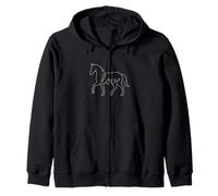 Horse Love Line Art Equestrian Riding Animal Horse Lover Zip Hoodie
