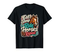 Horse Lover Eat Sleep Ride Repeat Equestrian Value Graphic T-Shirt