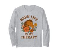 Horse Lover Riding Equestrian Floral Barn Life is My Therapy Long Sleeve T-Shirt