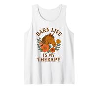 Horse Lover Riding Equestrian Floral Barn Life is My Therapy Tank Top