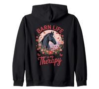 Horse Lover Riding Equestrian Floral Barn Life Is My Therapy Zip Hoodie