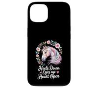 Horse Lover Riding Floral Watercolor Art Heels Down Eyes Up Case for iPhone 13