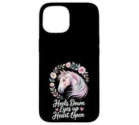 Horse Lover Riding Floral Watercolor Art Heels Down Eyes Up Case for iPhone 15