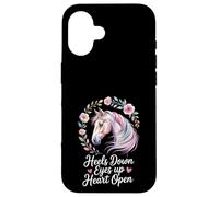 Horse Lover Riding Floral Watercolor Art Heels Down Eyes Up Case for iPhone 16