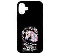 Horse Lover Riding Floral Watercolor Art Heels Down Eyes Up Case for iPhone 16 Plus