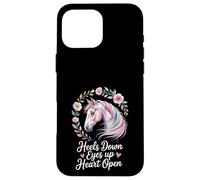 Horse Lover Riding Floral Watercolor Art Heels Down Eyes Up Case for iPhone 16 Pro Max