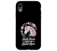 Horse Lover Riding Floral Watercolor Art Heels Down Eyes Up Case for iPhone XR