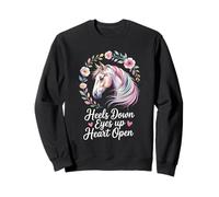 Horse Lover Riding Floral Watercolor Art Heels Down Eyes Up Sweatshirt