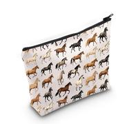 Horse Makeup Bag Horse Gift Horse Lover Makeup Bag Inspirational Horse Gift for Women Equestrian Gift Animal Lovers Gift (MB, Horse Bag-PY2)